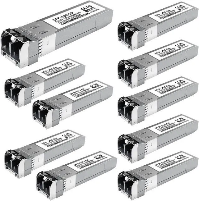 Main image of 10Pack 10GBase-SR SFP+ Module, Multi-Mode LC Ethernet Transceiver, 10G 850nm MMF up to 400m, Compatible with Cisco SFP-10G-SR, Meraki, Ubiquiti UF-MM-10G, Mikrotik, Netgear, TP-Link, Aruba and More