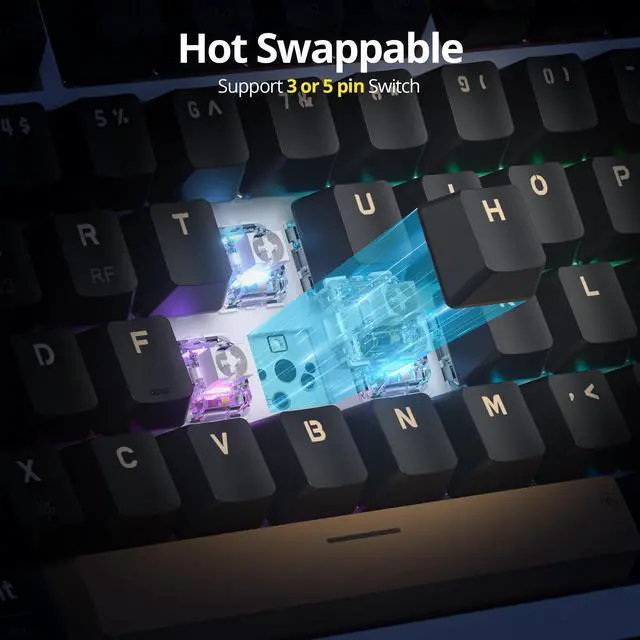 Alt view image 3 of 5 - iTastatur 82 Keys Wireless Gaming Keyboard 75 Percent,Triple Mode Bluetooth/2.4Ghz/USB Pre-lubed Hot Swappable Mechanical Keyboard, w/Knob&Sound-Absorbing Pads,4000mAh Battery for Mac/Win (Blue B)