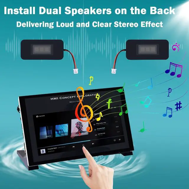 Alt view image 4 of 5 - GeeekPi 7 inch Capacitive Touchscreen for Raspberry Pi, HDMI Monitor IPS 1024X600 LCD Display with Dual-Speaker for Raspberry Pi 5/4B/3B+/3B/B+, with Mount Hole to Install Raspberry Pi Board