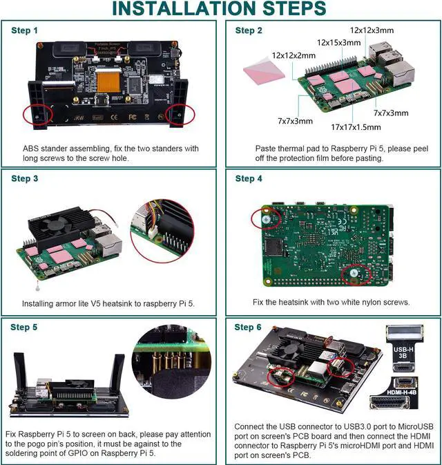 Alt view image 5 of 5 - GeeekPi 7 inch Capacitive Touchscreen for Raspberry Pi, HDMI Monitor IPS 1024X600 LCD Display with Dual-Speaker for Raspberry Pi 5/4B/3B+/3B/B+, with Mount Hole to Install Raspberry Pi Board