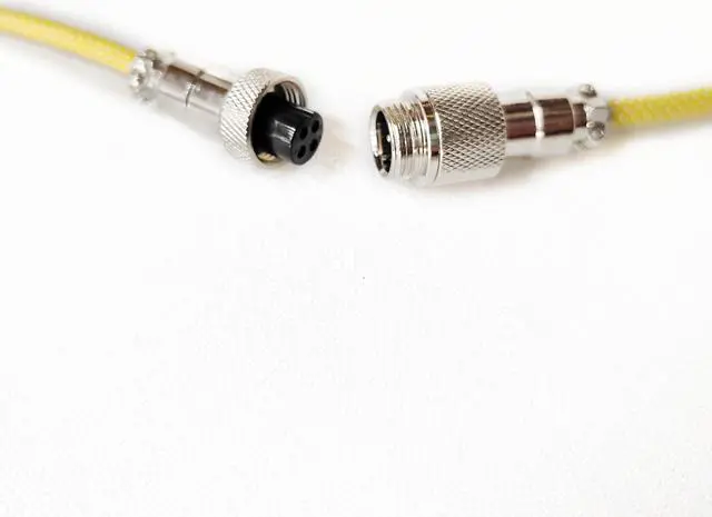 Alt view image 2 of 5 - Glacier Premium Durable Quality Braided USB-C to USB-A Coiled Cable with Detachable Metal Aviator Connector Plug for Mechanical Keyboard (Yellow)
