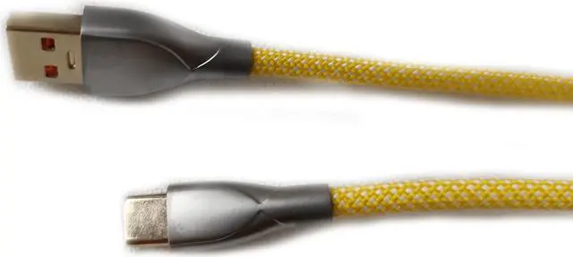 Alt view image 3 of 5 - Glacier Premium Durable Quality Braided USB-C to USB-A Coiled Cable with Detachable Metal Aviator Connector Plug for Mechanical Keyboard (Yellow)