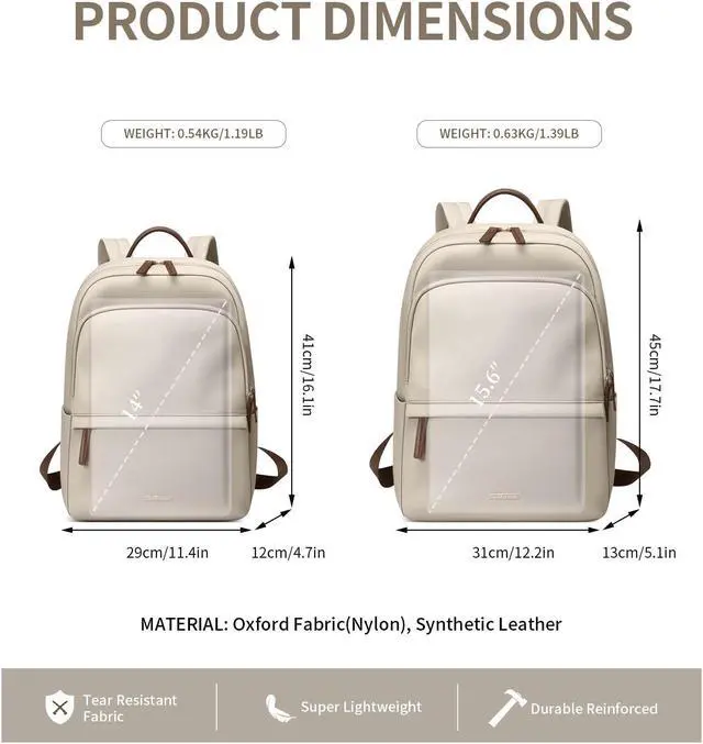 Alt view image 5 of 5 - GOLF SUPAGS Laptop Backpack for Women Slim Computer Bag Work Travel College Backpack Purse Fits 14 Inch Notebook (Apricot)
