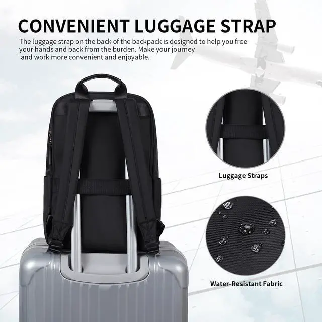 Alt view image 5 of 5 - GOLF SUPAGS Laptop Backpack for Women Fits 16 Inch Notebook Casual Daypack Purse Work Travel College Bag (Black)