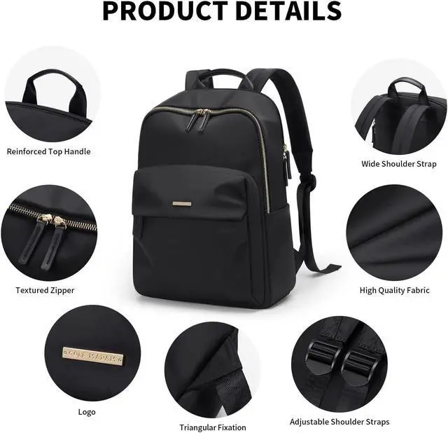 Alt view image 3 of 5 - GOLF SUPAGS Laptop Backpack for Women Fits 16 Inch Notebook Casual Daypack Purse Work Travel College Bag (Black)