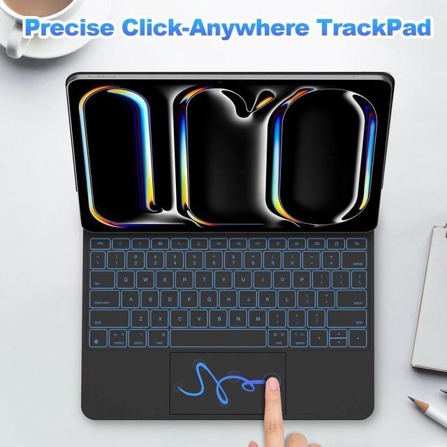 Alt view image 5 of 5 - GOOJODOQ Magic Keyboard Case for iPad Pro 13-inch (M4, 2024) With Full Range Touch Trackpad, 7 Color Backlit - Black