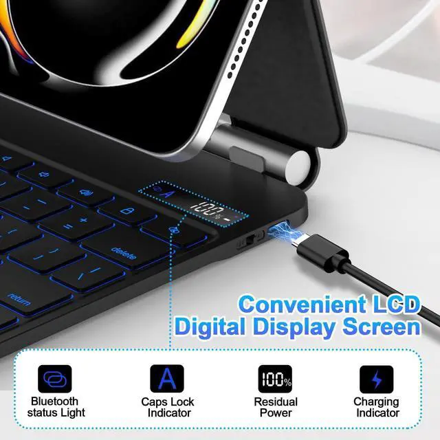 Alt view image 5 of 5 - GOOJODOQ Magic Keyboard Case for iPad Pro 13-inch(M4, 2024),Keyboard Case for iPad Pro 13 with Full Range of Touch Trackpad,7 Color Backlit for iPad Pro 13 Keyboard-Black