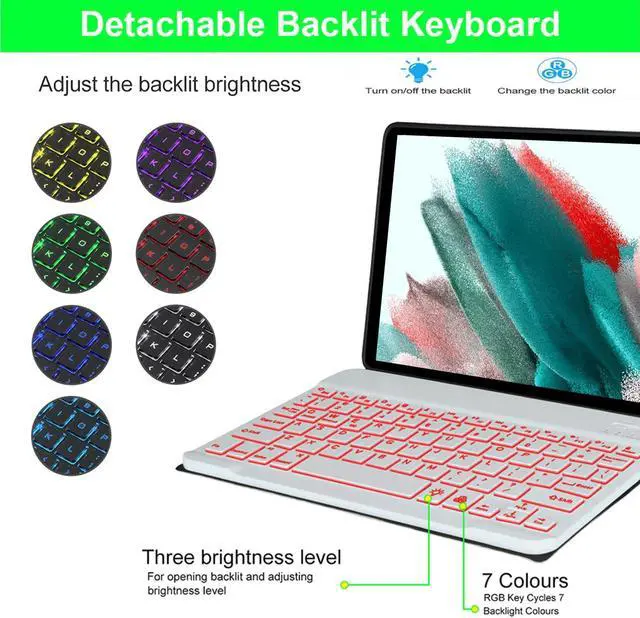 Alt view image 3 of 5 - HAASHADA Keyboard Case for Samsung Galaxy Tab A9+ 11 Inch 2023 Release/SM-X210/X215/X216, Bluetooth Backlit Keyboard Magnetic Detachable Case with S Pen Holder, Pink