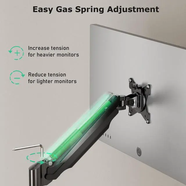 Alt view image 5 of 5 - HIPPOFLEX Triple Monitor Mount, 3 Desk Mount Monitor Stand for Screens Up to 32 inch, Hold up to 30.9lbs Each,Fully Adjustable Gas Spring Arm, Heavy-Duty C-Clamp Base, VESA 75x75/100x100