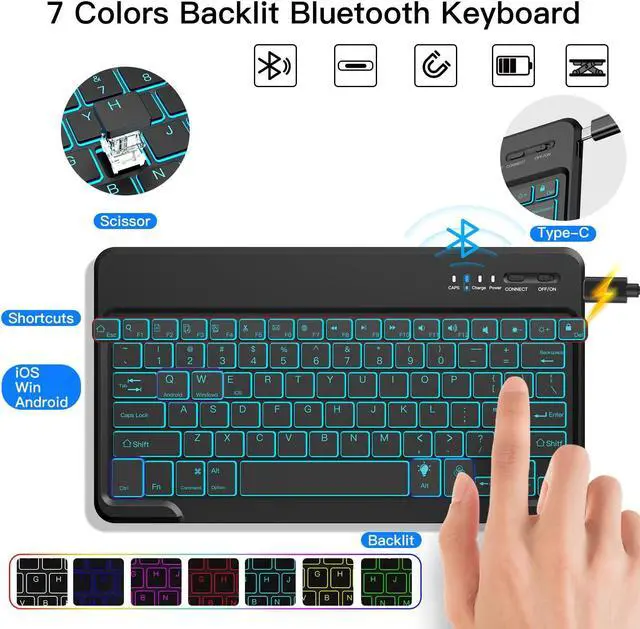 Alt view image 5 of 5 - JUQITECH iPad Pro 13 Case with Keyboard M4 2024, iPad 13 Inch Pro Keyboard Case, 7Colors Backlit Bluetooth Magnetic Keyboard Soft Protective Folio Tablet Smart Case with Apple Pencil Pro Holder, Black