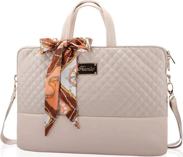 Main image of Laptop Bag for Women 15.6-Inch Carrying - Computer Bag Laptop Case Shoulder Slim Work Travel PU Leather (Khaki)