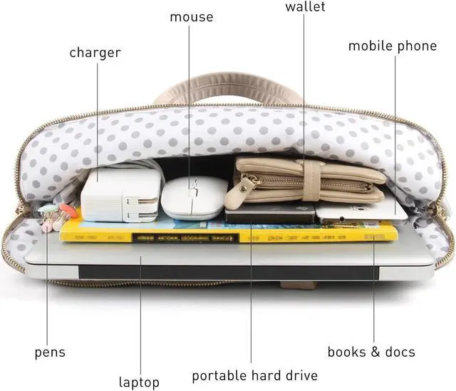 Alt view image 3 of 5 - Laptop Bag for Women 15.6-Inch Carrying - Computer Bag Laptop Case Shoulder Slim Work Travel PU Leather (Khaki)