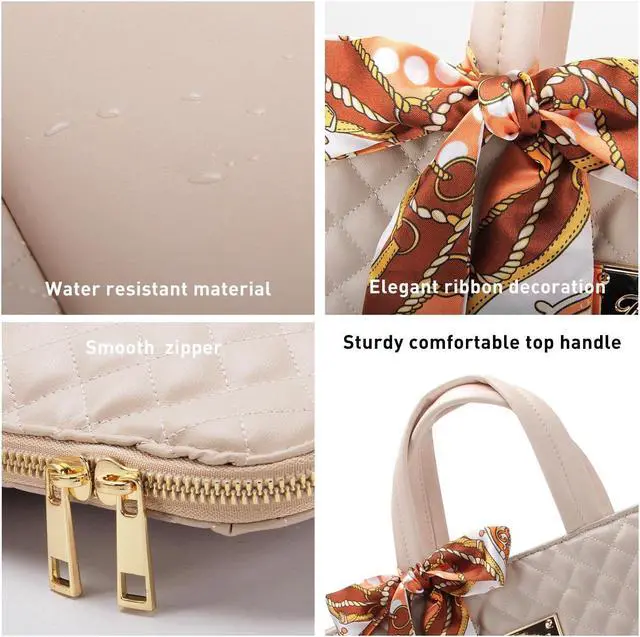 Alt view image 2 of 5 - Laptop Bag for Women 15.6-Inch Carrying - Computer Bag Laptop Case Shoulder Slim Work Travel PU Leather (Khaki)