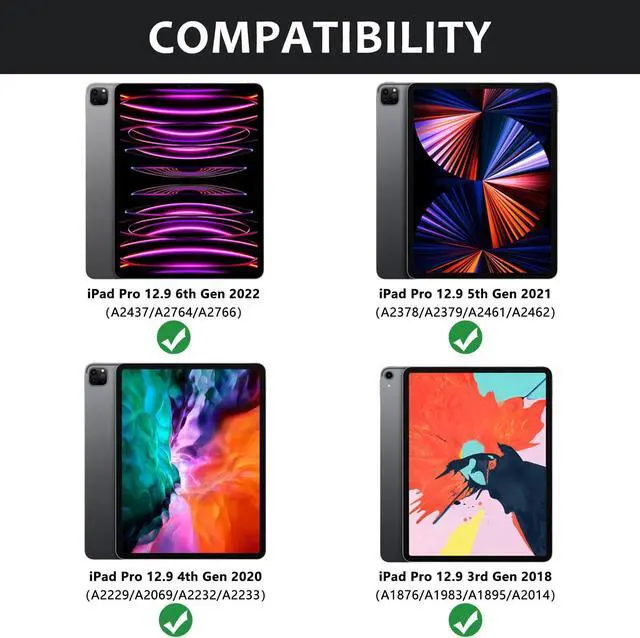 Alt view image 2 of 5 - KBCASE iPad Pro 12.9 Keyboard Case, 360°Rotatable Touch Keyboard Case for iPad Pro 12.9 inch 6th/5th/4th/3rd Generation & Stylus Pen for iPad,iPad Pencil 9th/10th Generation with Palm Rejection
