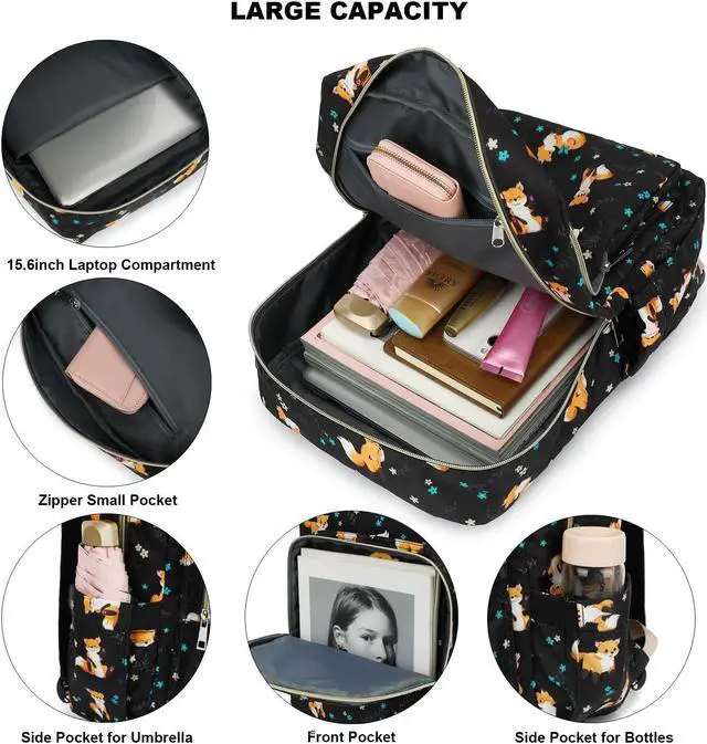 Alt view image 2 of 5 - Kouxunt Fox Laptop Backpack for Women Girls, 15.6 inch College School Backpacks Travel Casual Daypack