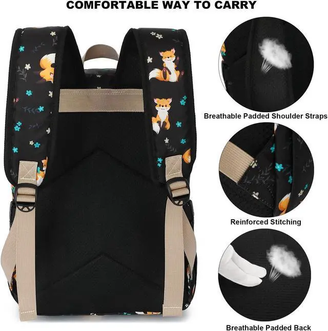 Alt view image 3 of 5 - Kouxunt Fox Laptop Backpack for Women Girls, 15.6 inch College School Backpacks Travel Casual Daypack