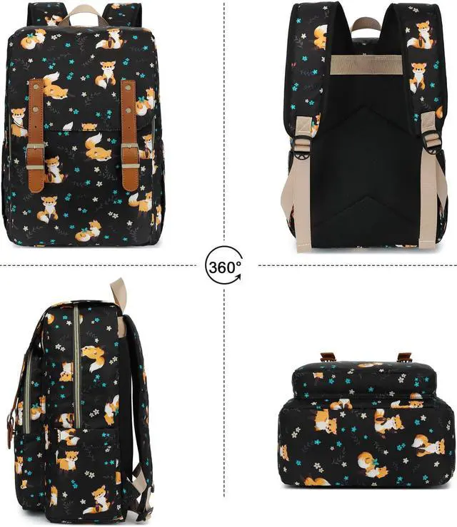 Alt view image 5 of 5 - Kouxunt Fox Laptop Backpack for Women Girls, 15.6 inch College School Backpacks Travel Casual Daypack