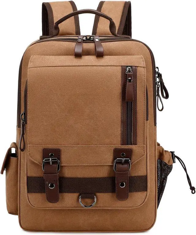 Main image of Lanola Water-resistant Canvas Backpack with Anti-Theft Pocket, Daypacks Fits 15.6 Inch Laptop for Men Perfect for Work, Travel, Daily Use (Coffee)