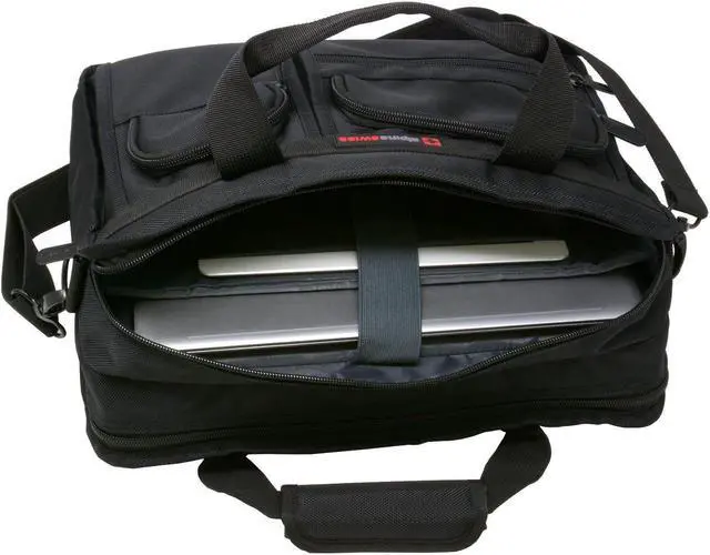 Alt view image 4 of 5 - Alpine Swiss Conrad Messenger Bag 15.6 Inch Laptop Briefcase with Tablet Sleeve Black