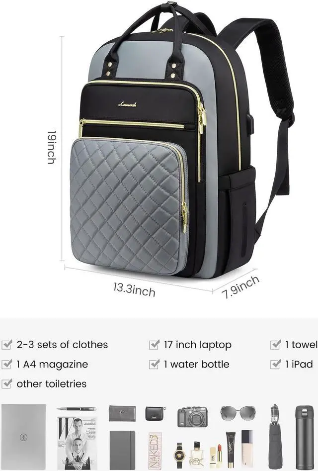 Alt view image 2 of 5 - LOVEVOOK Laptop Backpack, High-Strength Tear-Resistant and Waterproof Oxford Cloth, 1.9 lbs, 30L Capacity, 17-Inch Laptop Compatible, Ergonomic Shoulder Straps, 18 Pockets