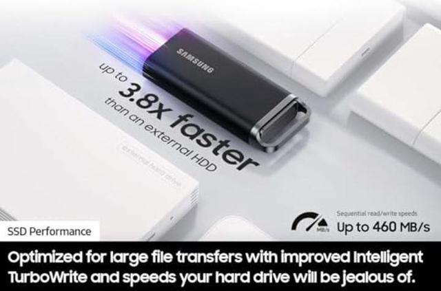 Alt view image 2 of 5 - SAMSUNG T5 EVO Portable SSD 4TB, USB 3.2 Gen 1 External Solid State Drive, Seq. Read Speeds Up to 460MB/s for Gaming and Content Creation, MU-PH4T0S/AM, Black