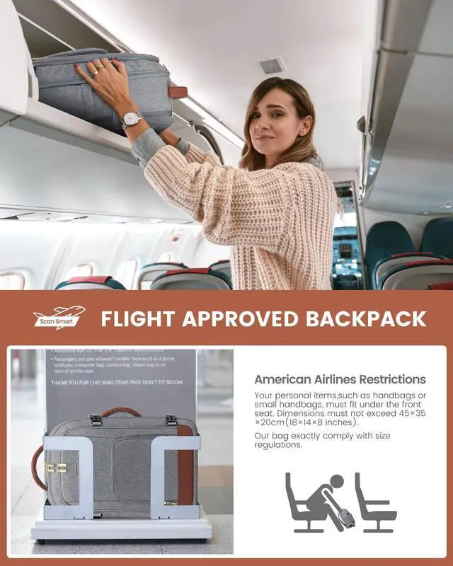 Alt view image 5 of 5 - LOVEVOOK 50L Large Carry on Backpack, Travel Backpack for Women Men Flight Approved, Personal Item Travel Bag For Airplanes, Waterproof 18 Inch Laptop Backpack, Business Weekender Overnight Daypack