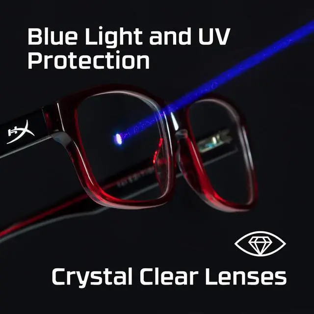 Alt view image 5 of 5 - HyperX Spectre React - Gaming Eyewear, Blue Light Blocking Glasses, UV Protection, Ultem Frame, Crystal Clear Lenses, Microfiber Bag, Hard Case  Medium/Large Crystal Grey