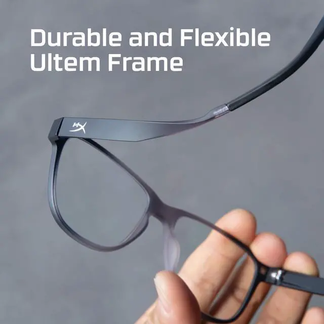 Alt view image 4 of 5 - HyperX Spectre React - Gaming Eyewear, Blue Light Blocking Glasses, UV Protection, Ultem Frame, Crystal Clear Lenses, Microfiber Bag, Hard Case  Medium/Large Crystal Grey