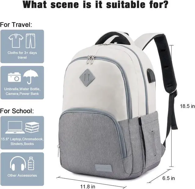 Alt view image 3 of 5 - LOVEVOOK School Backpack for Women Men Classic Backpack with 15.6" Laptop Compartment Lightweight Bookbag for College Work High School