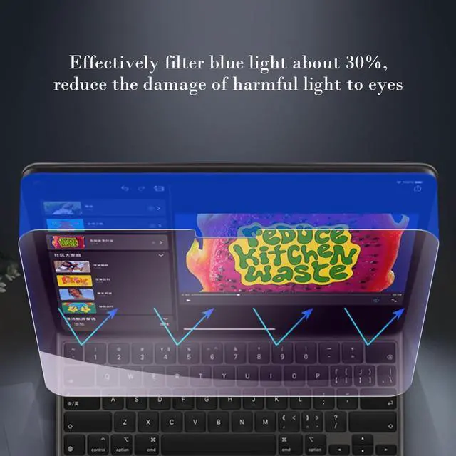 Alt view image 2 of 5 - PERFECTSIGHT Anti Blue Light Screen Protector Compatible with iPad Pro 13 Inch 2024 M4, Eye Protection Blue Light Filter, HD Easy Installation Anti Fingerprint Tempered Glass, 1 Pack