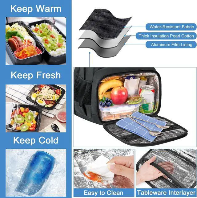 Alt view image 5 of 5 - 15.6 Inch Lunch Backpack for Women, Insulated Cooler Bag with USB Port, 17 Inch Laptop Backpack, TSA Large Business Work Travel Back Pack for Men