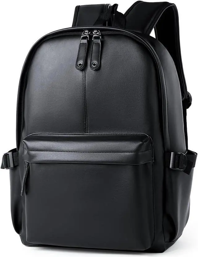 Main image of MATE ELAN Pu Leather Laptop Backack For Men Women Classic Water-Resistant Purse Airplane Travel Backpacks Work Business Bag Black