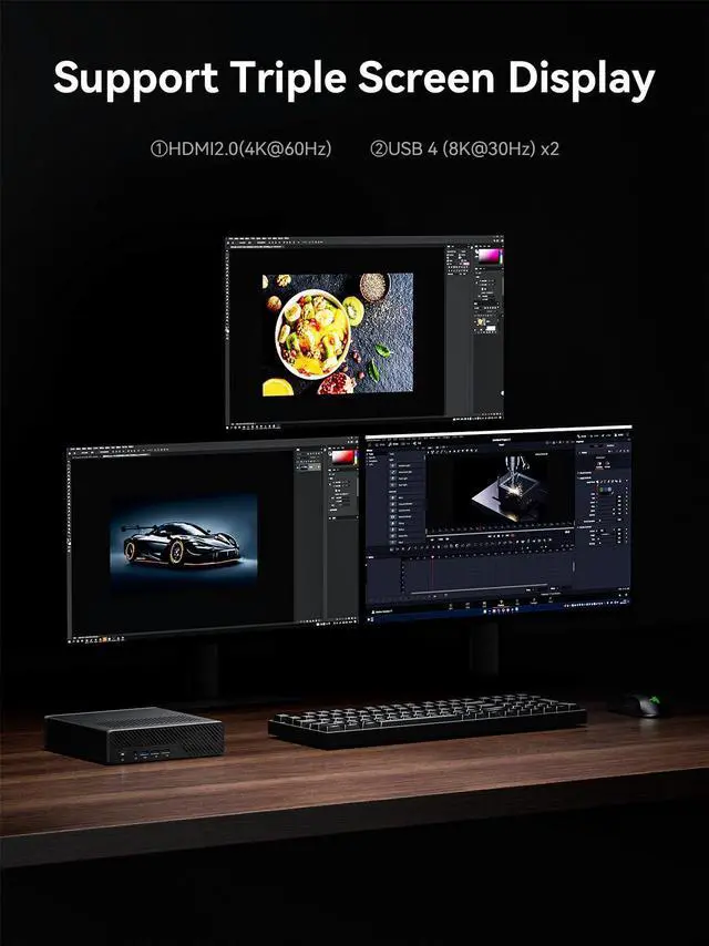 Alt view image 3 of 5 - MINISFORUM MS-01-S1260 Mini PC Barebone with Intel Core i5-12600H,vPro Enterprise Support,2x10Gbps SFP+LAN/2x2.5G RJ45/2xUSB4/HDIM/16xPCIe 4.0/M.2 NVMe SSD/U.2 NVMe SSD,Mini Computer(No OS/RAM/SSD)