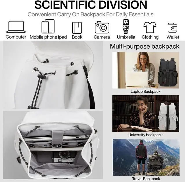 Alt view image 2 of 5 - mixi Travel Laptop Backpack for Women & Men Carry On Backpack fits 16'' Laptop, Waterproof Lightweight Casual Hiking Weekender Bags Rucksack,17 Inch, Interstellar White