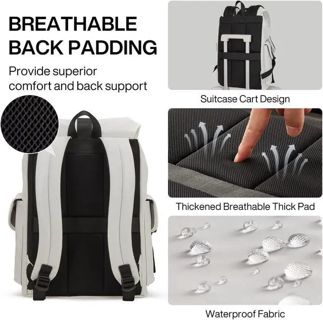 Alt view image 5 of 5 - mixi Travel Laptop Backpack for Women & Men Carry On Backpack fits 16'' Laptop, Waterproof Lightweight Casual Hiking Weekender Bags Rucksack,17 Inch, Interstellar White
