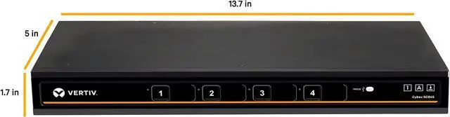 Alt view image 3 of 5 - Avocent Vertiv Cybex SC800 Secure Desktop KVM Switch, Single Head Monitor, 4 Port, Dual-Link, Secure Desktop KVM Switch, Common Access Card (CAC), (DPP), TAA Compliant (SC845-001)