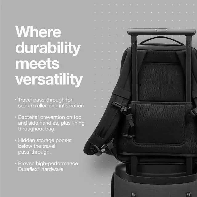Alt view image 5 of 5 - Incase A.R.C. Commuter Backpack with ReSpun Recycled Polyester  26L Main Compartment, Six Zippered Pockets, Organizational Pocket, Faux Fur 16 inch Laptop Compartment, RFID Blocking - Navy