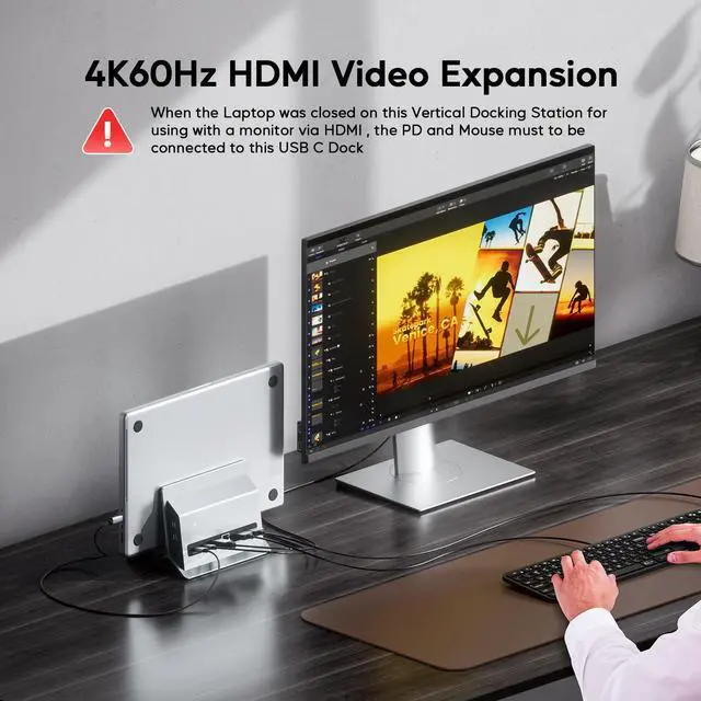 Alt view image 3 of 5 - PULWTOP Vertical USB C Docking Station for MacBook Pro Air, Laptop Docking Station with M.2 SSD Expansion Slot, HDMI 4K, 4 USB A/C Max 10Gbps, RJ45, SD/TF, PD Dock for Full-Featured Type-C Laptops
