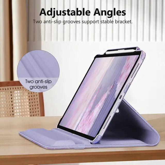 Alt view image 4 of 5 - Fintie Bundle: Fintie Rotating Case for iPad Air 13-inch (M2) 2024-360 Degree Swiveling Stand Protective Back Cover + [2-Pack] Tempered Glass Screen Protector