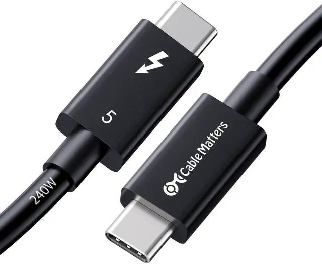 Main image of Cable Matters [Intel Certified] 80Gbps Thunderbolt 5 Cable with up to 120Gbps Bandwidth Boost and 240W Charging - 1m / 3.3ft, Compatible with Thunderbolt 4, USB4, and USB C, Black