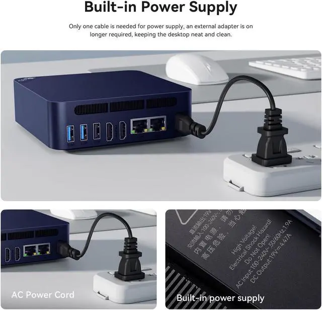 Alt view image 4 of 5 - Beelink Mini PC, EQ13 Intel 12th Gen N200(up to 3.7GHz) 4C/4T, Mini Computer 16GB DDR4 RAM 500GB SSD, Micro PC Dual Display HDMI*2 4K 60Hz/Dual 2.5Gbps/WiFi6/BT5.2/WOL/PXE/Openwrt/Office/W-11 Pro
