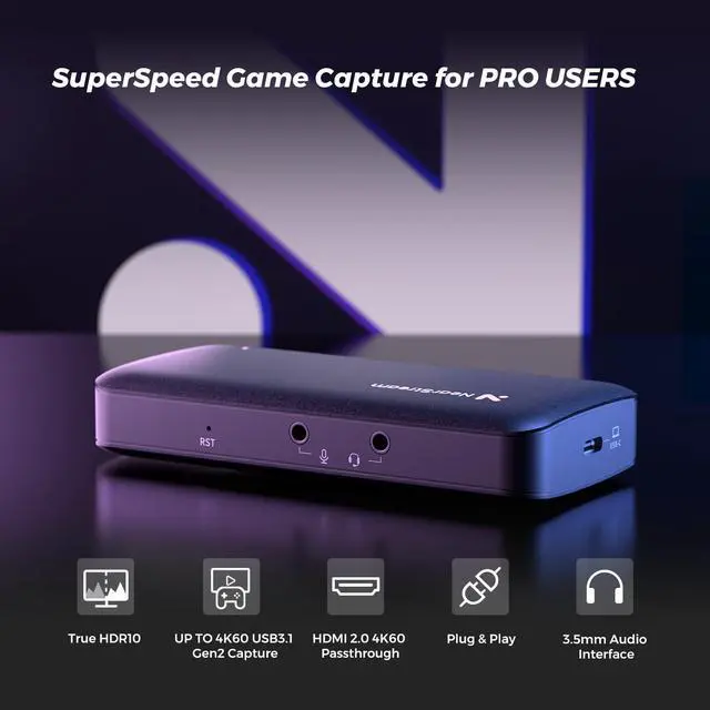 Alt view image 2 of 5 - NearStream CCD30 USB 3.1 Video Capture Card for Streaming or Recording in 4K60FPS HDR10 or 1080P60FPS HDR10 with Ultra-Low Latency, Compatible with Xbox Series X/S, Xbox One, PS5, PS4/Pro, PC/Mac