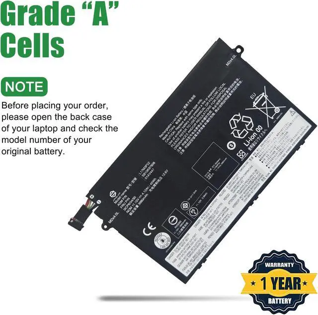 Alt view image 4 of 5 - JIAZIJIA 01AV447 L17M3P52 SB10K97608 Laptop Battery Replacement for Lenovo ThinkPad E480 E485 E495 E580 E585 E490 E590 E595 E14 E15 Series 01AV445 L17L3P51 01AV448 L17C3P51 01AV446 L17M3P51 11.1V 45Wh