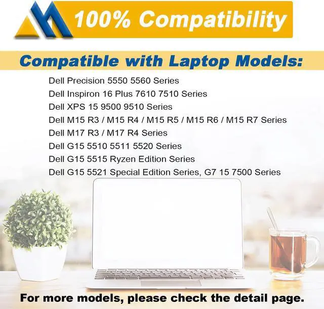 Alt view image 5 of 5 - Mobik 86Wh 69KF2 6-Cell Battery Replacement for Dell XPS 15 9500 9510 9520 G15 5510 5511 5515 5520 5521 Precision G5 G7 G16 M15 R3 R4 R5 R6 R7 M17 R3 R4 Inspiron 7510 7610 7620 P87F P91F 8FCTC 11.4V