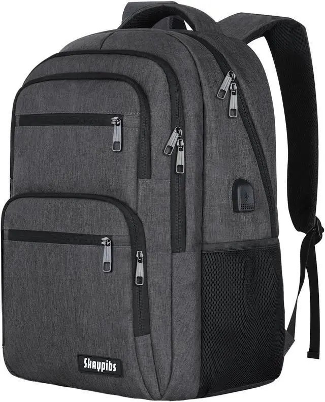 Main image of Skaypibs Backpck for Men Women, School Backpack for Boys Girls Teen, 15.6 inch Laptop Back Pack with USB Charger Port, Bookbag with USB Charger for College High School Travel Business, Mochilas Black