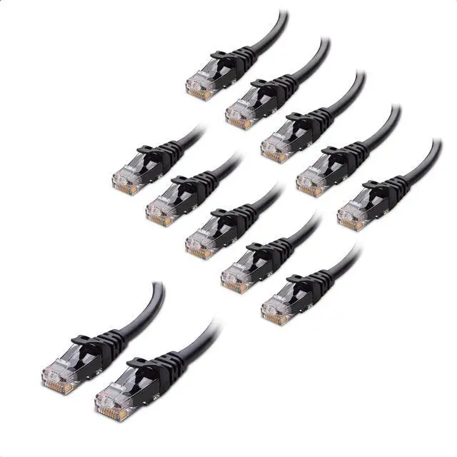 Main image of Cable Matters 10Gbps Snagless Short Cat 6 Ethernet Cable 7 ft (Cat 6 Cable) in Black & 10-Pack in Black