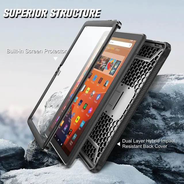 Alt view image 3 of 5 - Fintie Case for All-New Amazon Fire HD 10 and 10 Plus Tablet (13th Generation, 2023 Release) 10.1" - Tuatara Shockproof Kickstand Case + Trifold Lightweight Cover