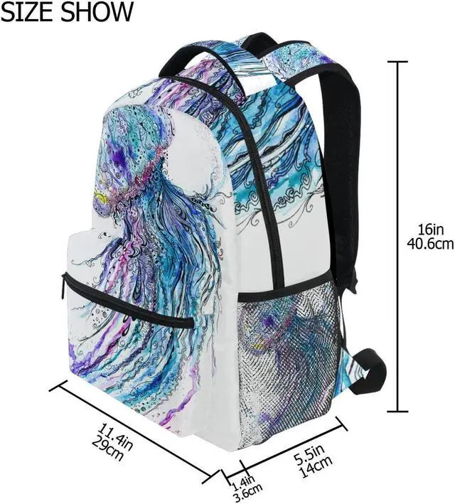 Alt view image 2 of 5 - Ocean Jellyfish School Backpack Bookbag for Boys Girls Teens Casual Travel Bag Computer Laptop Daypack