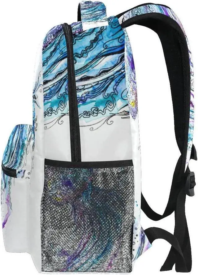Alt view image 4 of 5 - Ocean Jellyfish School Backpack Bookbag for Boys Girls Teens Casual Travel Bag Computer Laptop Daypack