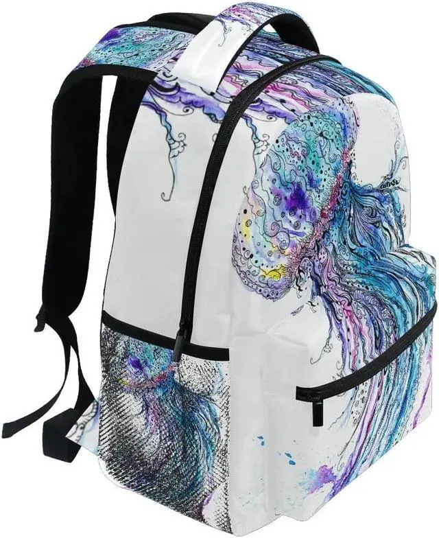 Alt view image 3 of 5 - Ocean Jellyfish School Backpack Bookbag for Boys Girls Teens Casual Travel Bag Computer Laptop Daypack